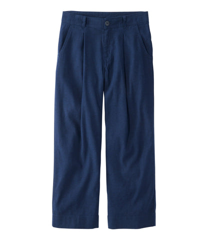 L.L.Bean Women's Lakeside Linen-Blend Pants, Crop Classic Navy