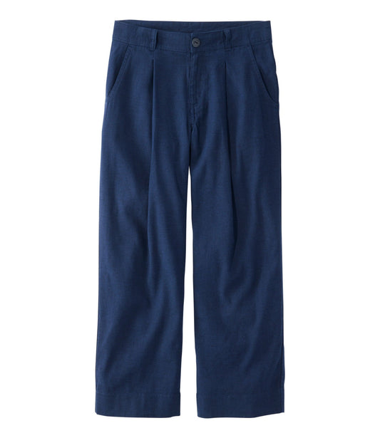L.L.Bean Women's Lakeside Linen-Blend Pants, Crop Classic Navy