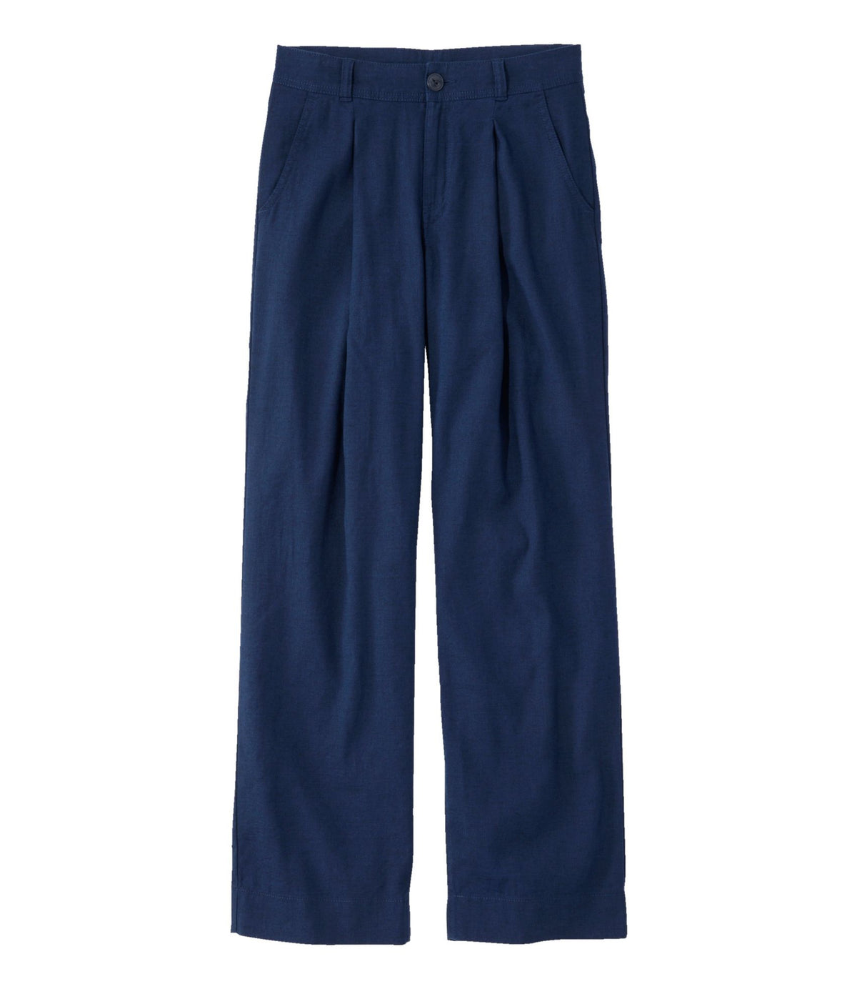 L.L.Bean Women's Lakeside Linen-Blend Pants, Wide Straight-Leg Classic Navy