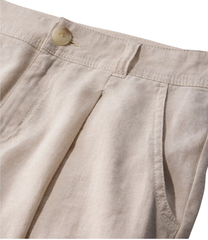 L.L.Bean Women's Lakeside Linen-Blend Pants, Wide Straight-Leg Classic Navy
