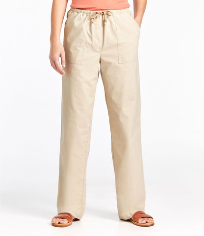 L.L.Bean Women's Sunwashed Canvas Pants, High-Rise Straight-Leg Coastal Tan