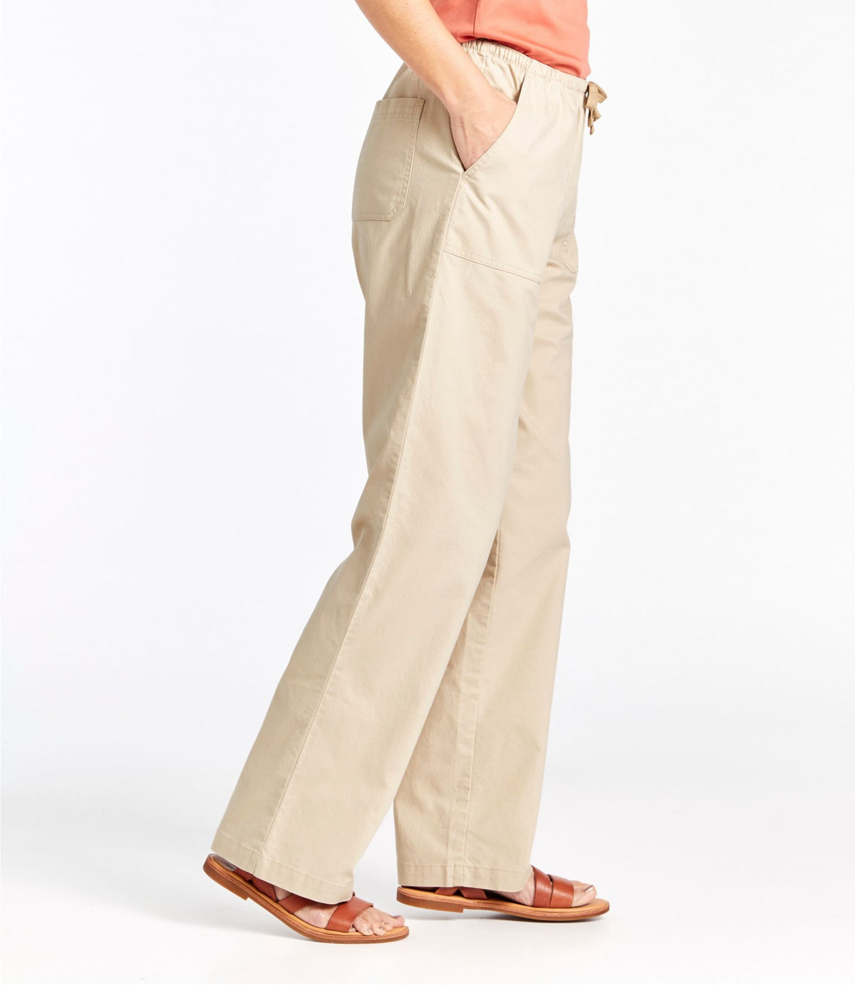 L.L.Bean Women's Sunwashed Canvas Pants, High-Rise Straight-Leg Coastal Tan
