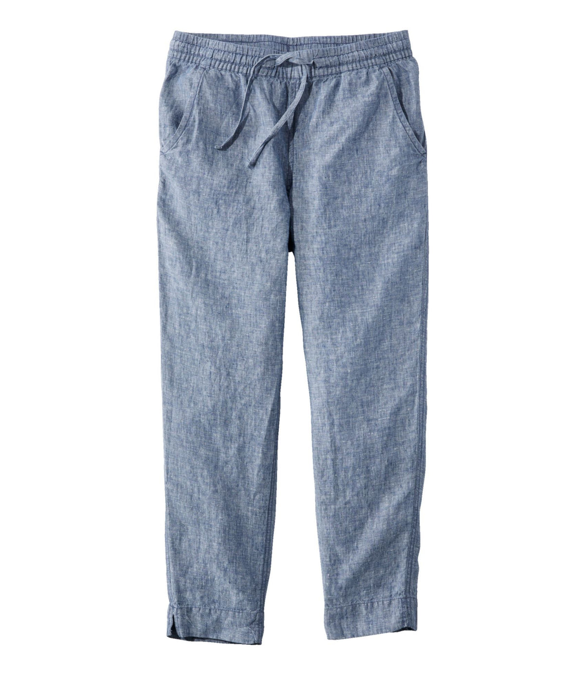 L.L.Bean Women's Premium Linen Pull-On Ankle Pants, Mid-Rise Tapered-Leg Bright Mariner