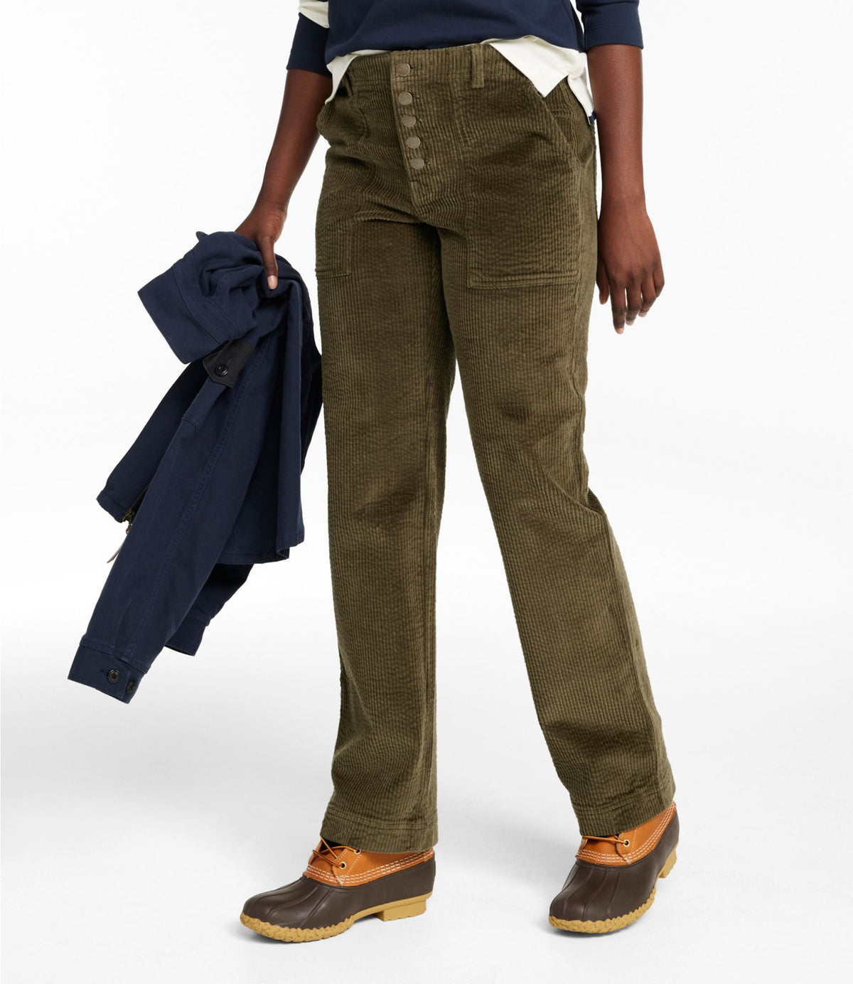 L.L.Bean Women's Signature Utility Corduroy Pants, Mid-Rise Straight-Leg Bronze Brown