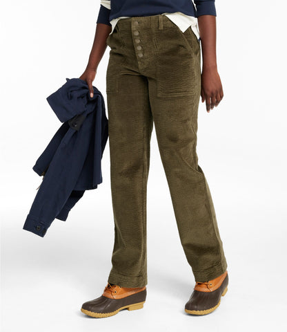 L.L.Bean Women's Signature Utility Corduroy Pants, Mid-Rise Straight-Leg Bronze Brown