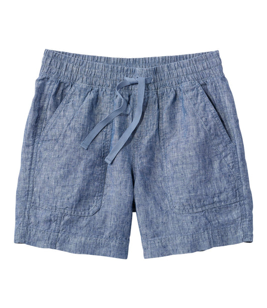 L.L.Bean Women's Premium Washable Linen Shorts, Mid-Rise 6" Bright Mariner
