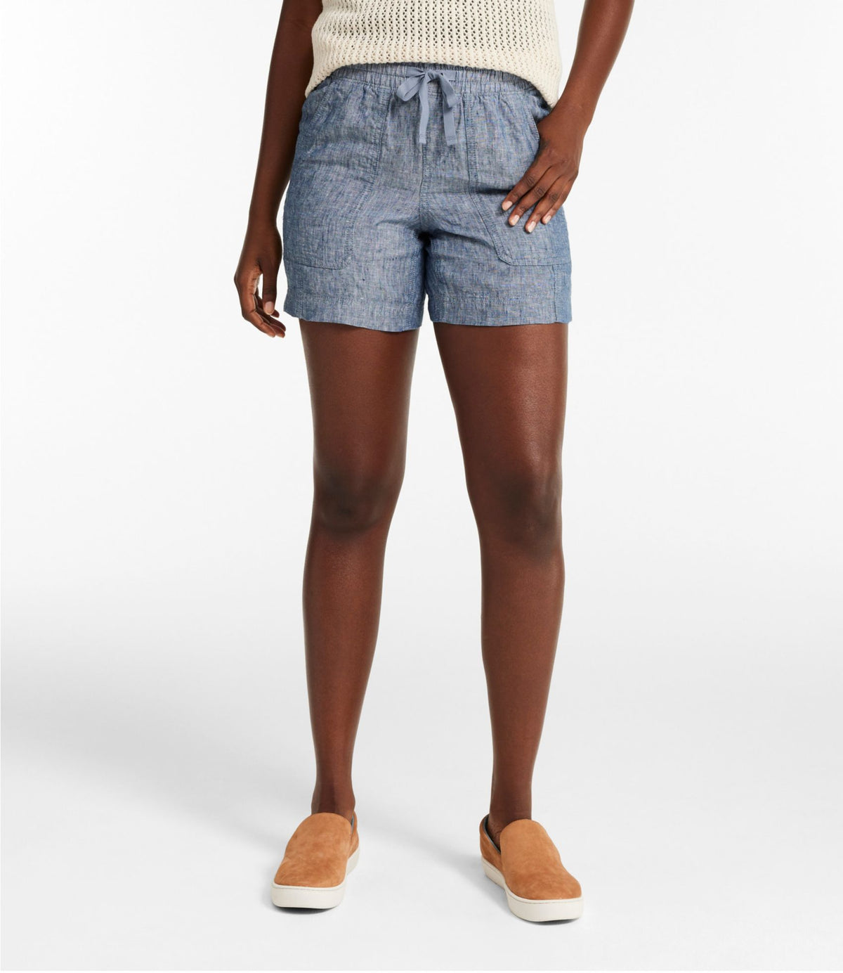 L.L.Bean Women's Premium Washable Linen Shorts, Mid-Rise 6" Bright Mariner