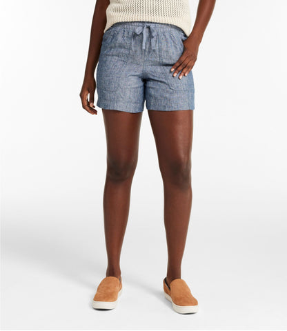 L.L.Bean Women's Premium Washable Linen Shorts, Mid-Rise 6" Bright Mariner