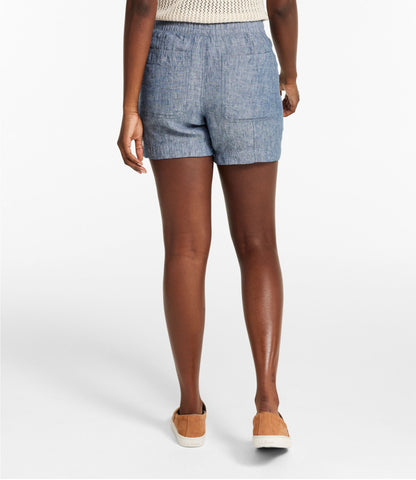 L.L.Bean Women's Premium Washable Linen Shorts, Mid-Rise 6" Bright Mariner
