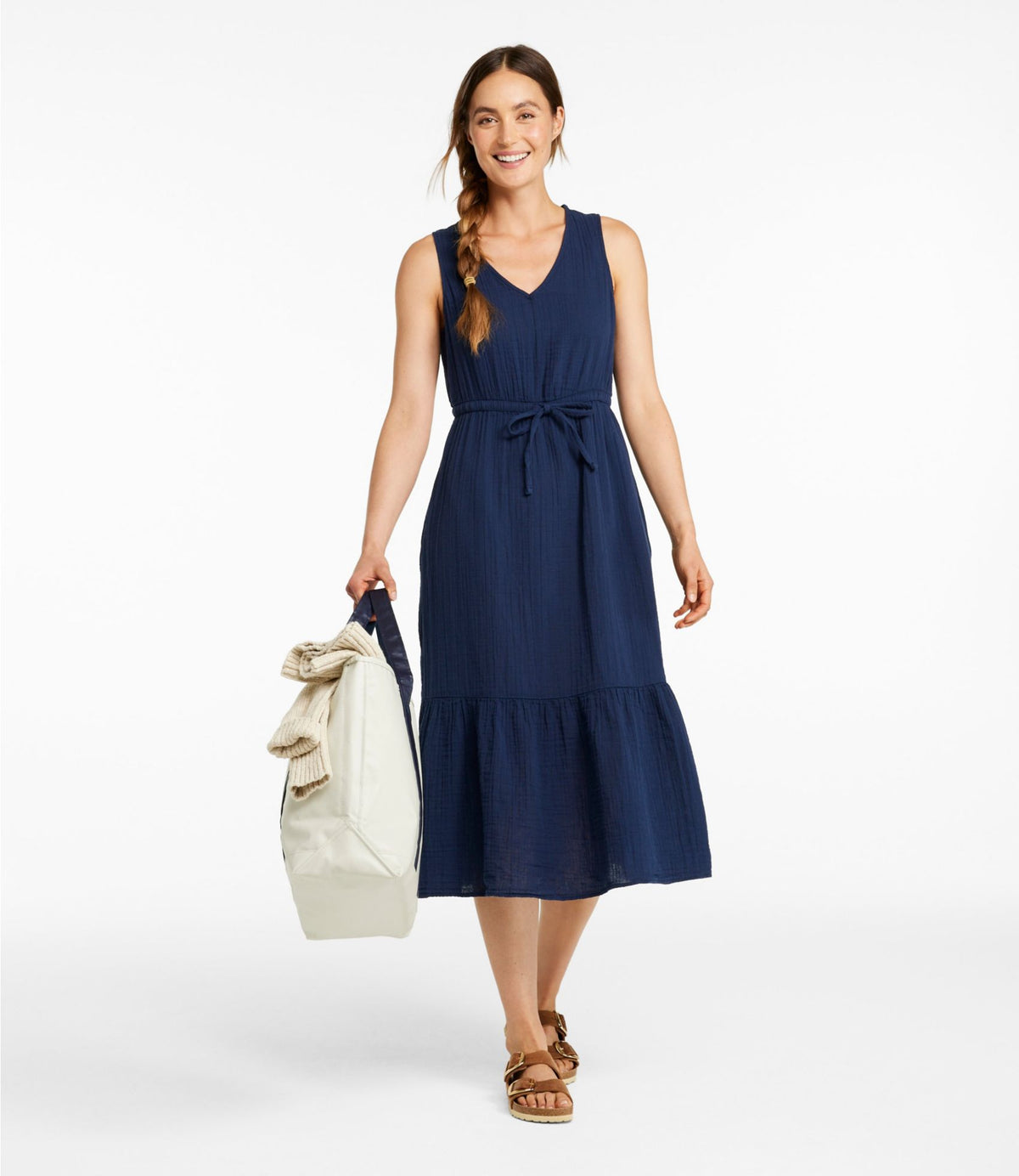 L.L.Bean Women's Cloud Gauze Midi Dress Deep Lake