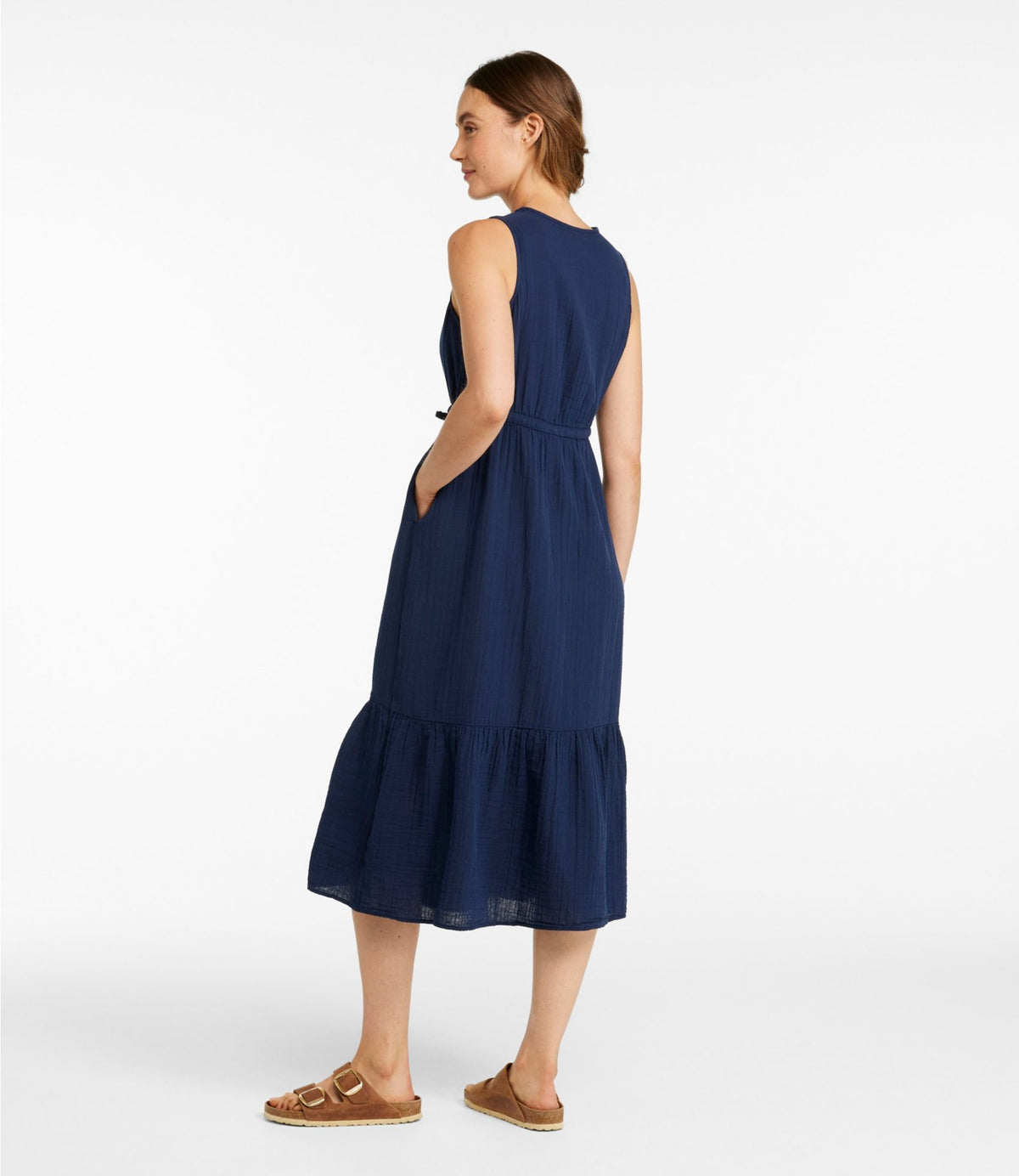 L.L.Bean Women's Cloud Gauze Midi Dress Deep Lake