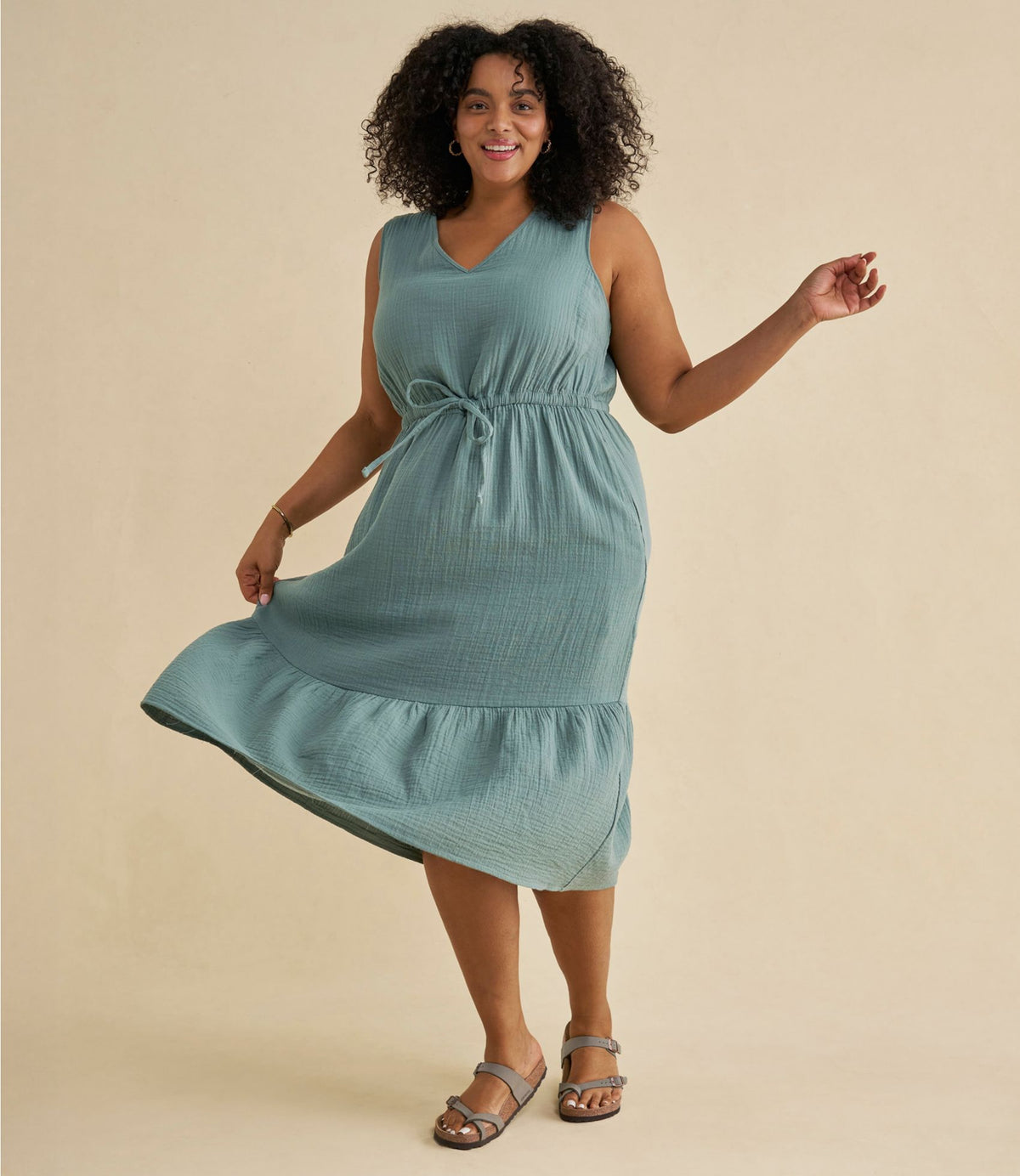 L.L.Bean Women's Cloud Gauze Midi Dress Deep Lake