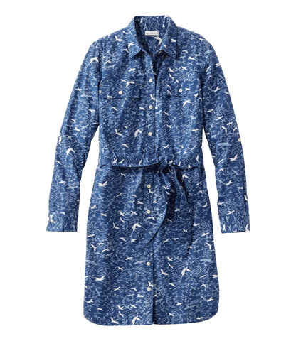 L.L.Bean Women's Signature Camp Shirt Dress, Button-Front