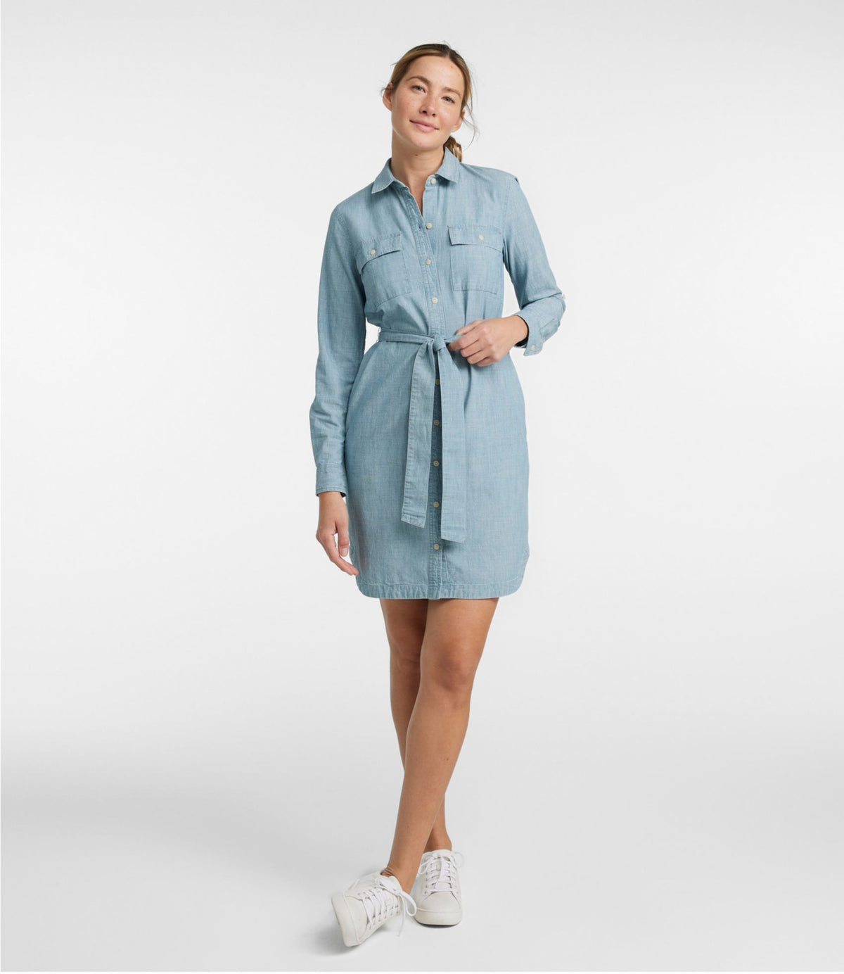 L.L.Bean Women's Signature Camp Shirt Dress, Button-Front