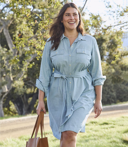 L.L.Bean Women's Signature Camp Shirt Dress, Button-Front