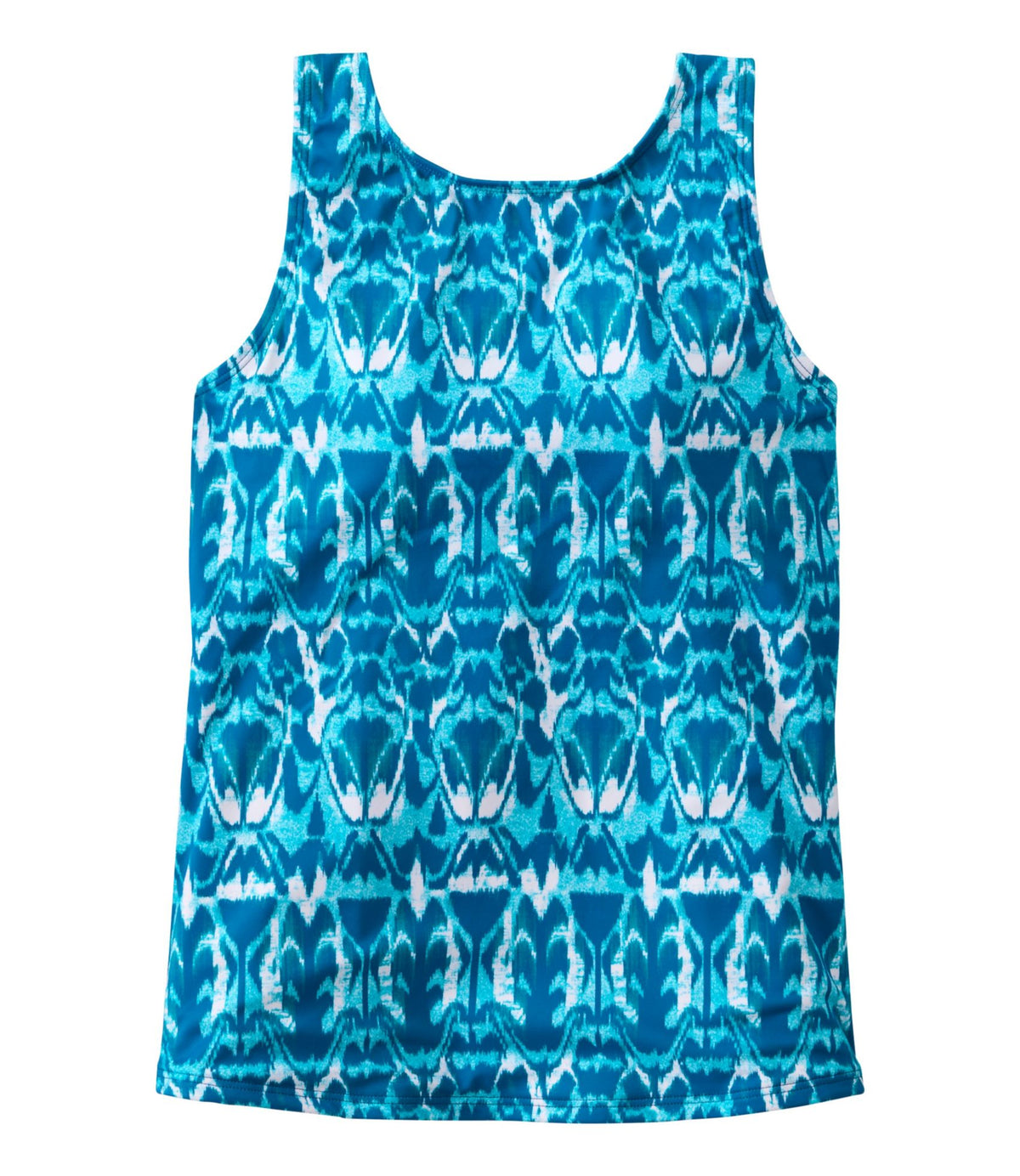 L.L.Bean Women's BeanSport Highneck Tankini Top, Print Classic Teal Batik