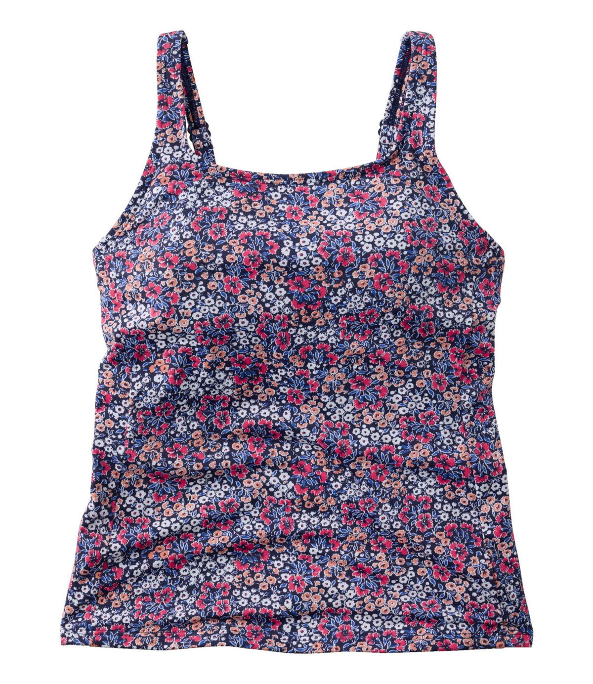 L.L.Bean Women's L.L.Bean Coastal Essential Scoop Tankini Top, Print Darkest Navy Ditsy Floral