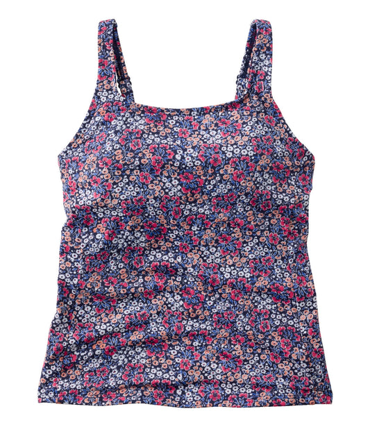 L.L.Bean Women's L.L.Bean Coastal Essential Scoop Tankini Top, Print Darkest Navy Ditsy Floral