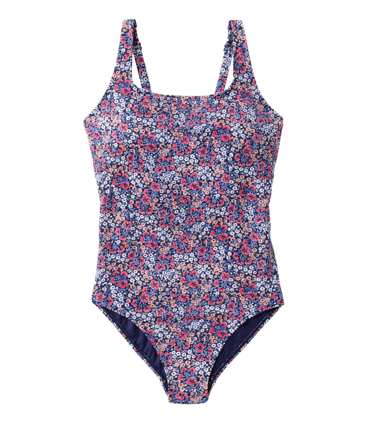 L.L.Bean Women's L.L.Bean Coastal Essential Scoop Tanksuit, Print Darkest Navy Ditsy Floral