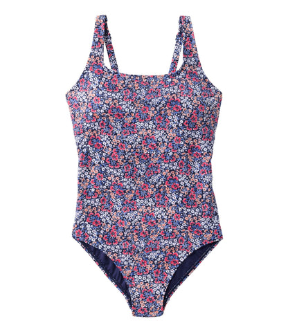 L.L.Bean Women's L.L.Bean Coastal Essential Scoop Tanksuit, Print Darkest Navy Ditsy Floral