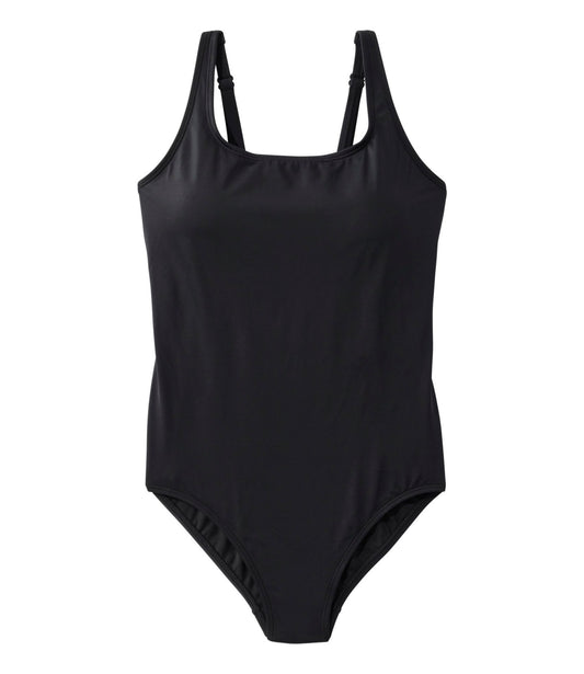 L.L.Bean Women's L.L.Bean Coastal Essential Swimwear, Scoop Tanksuit Black