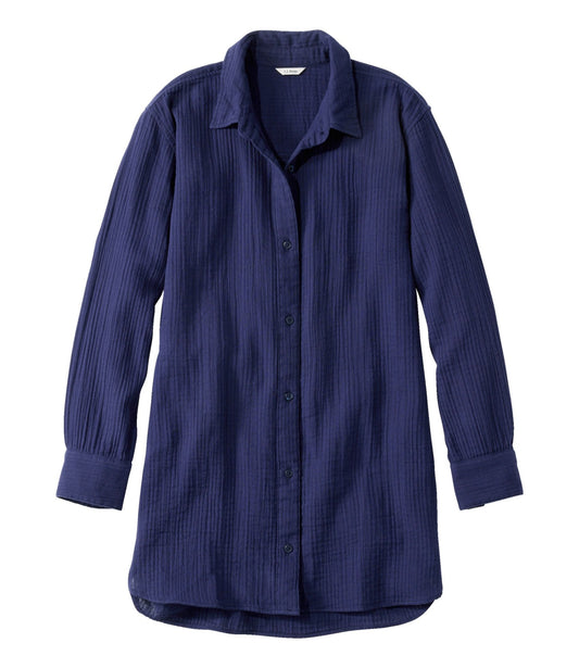 L.L.Bean Women's Cloud Gauze Cover-Up Shirt Darkest Navy