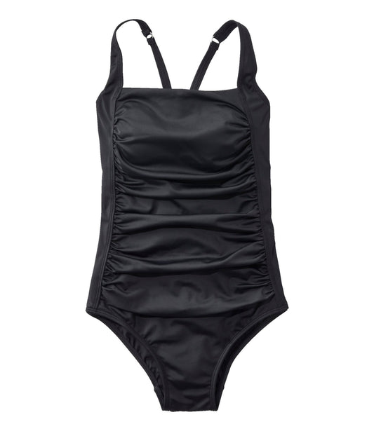 L.L.Bean Women's BeanSport Swimwear, Squareneck Tanksuit Black