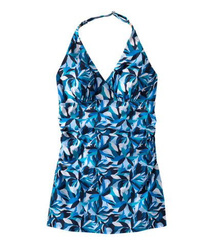 L.L.Bean Women's Shaping Swimwear, Clasp Halter Dress Print