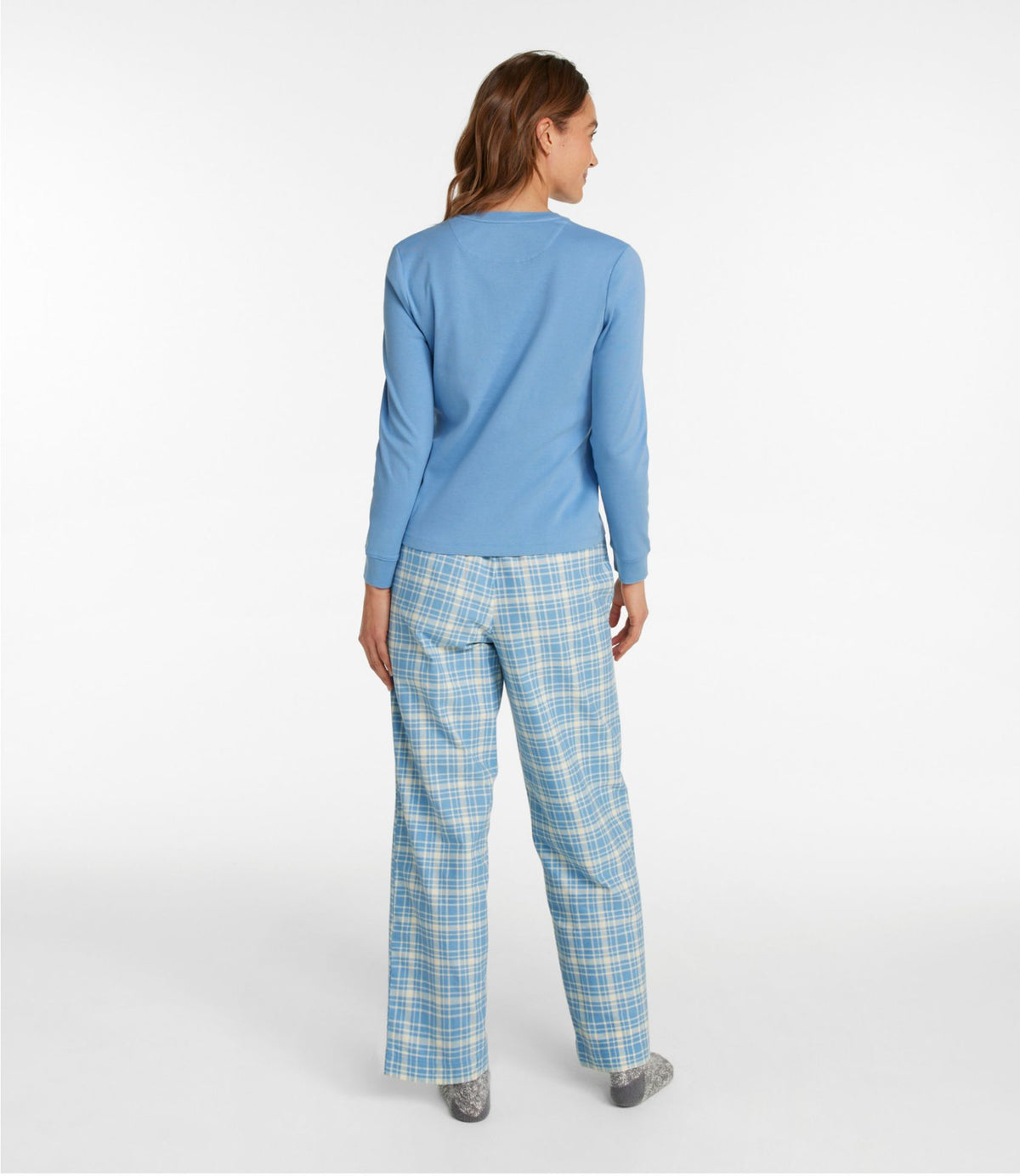 L.L.Bean Women's Cozy PJ Set Faded Sage Plaid