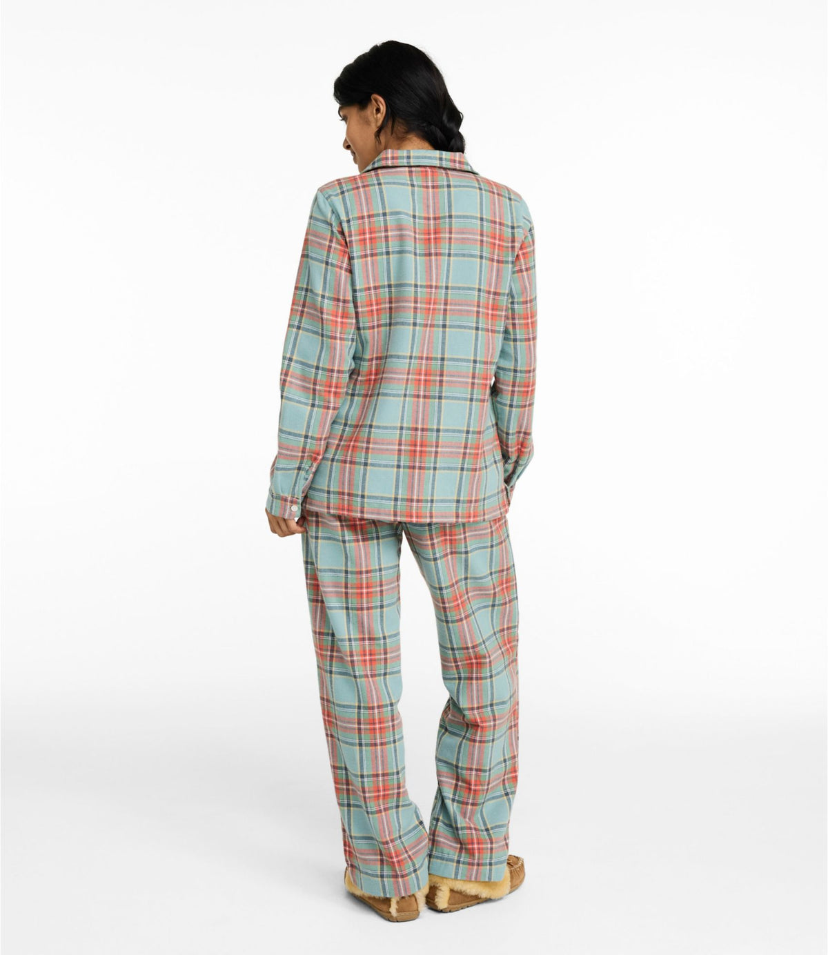 L.L.Bean Women's Scotch Plaid Flannel Pajamas Black Watch