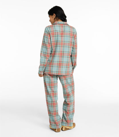 L.L.Bean Women's Scotch Plaid Flannel Pajamas Black Watch