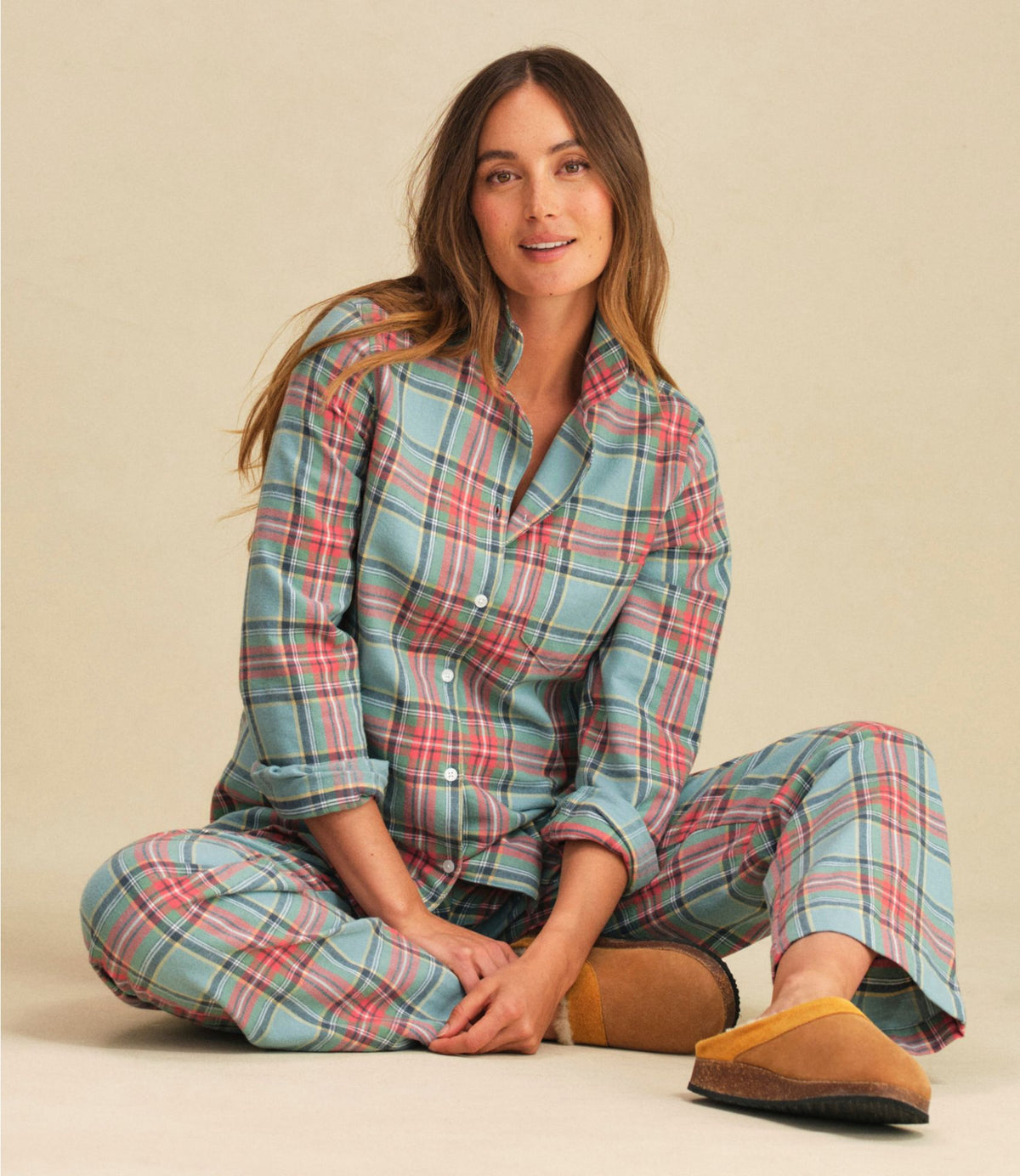 L.L.Bean Women's Scotch Plaid Flannel Pajamas Black Watch