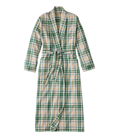 L.L.Bean Women's Scotch Plaid Flannel Robe Bean of Freeport Green