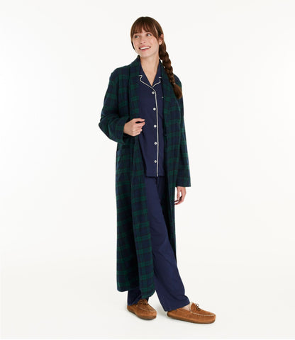 L.L.Bean Women's Scotch Plaid Flannel Robe Bean of Freeport Green