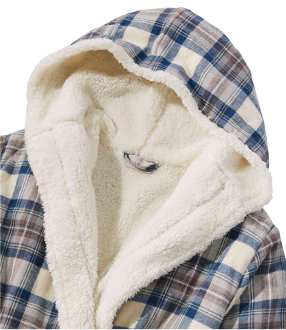 L.L.Bean Women's Scotch Plaid Flannel Robe, Sherpa-Lined Long Bean of Freeport Green