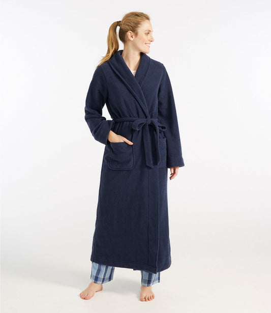L.L.Bean Women's Winter Fleece Robe, Wrap-Front Bright Navy