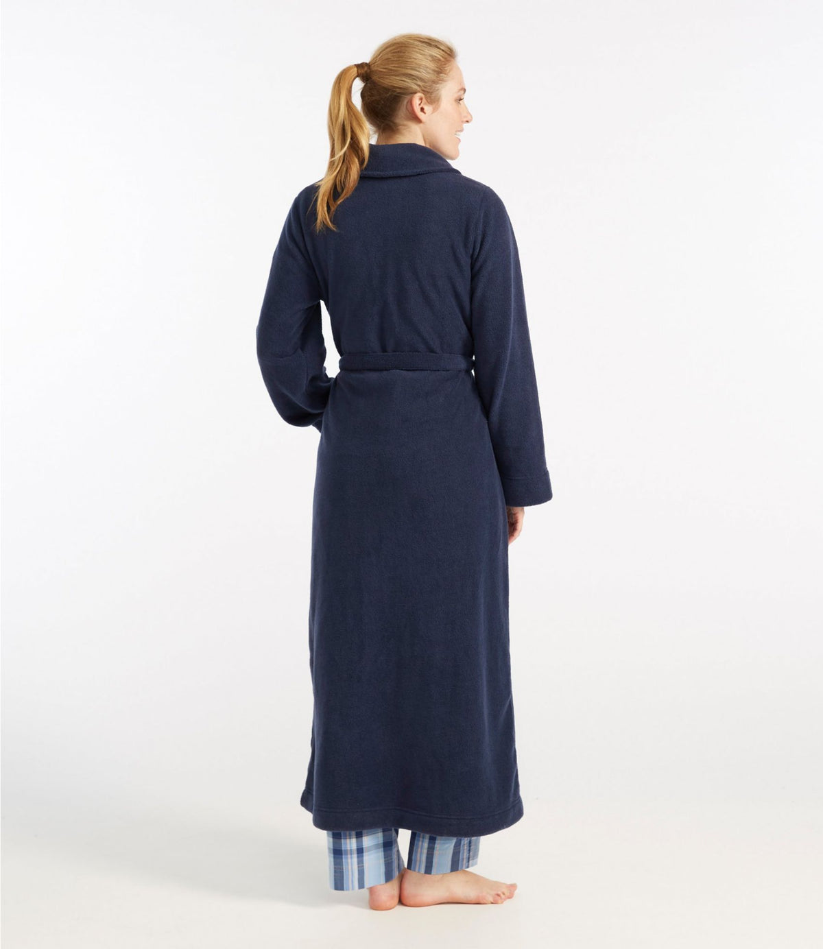 L.L.Bean Women's Winter Fleece Robe, Wrap-Front Bright Navy