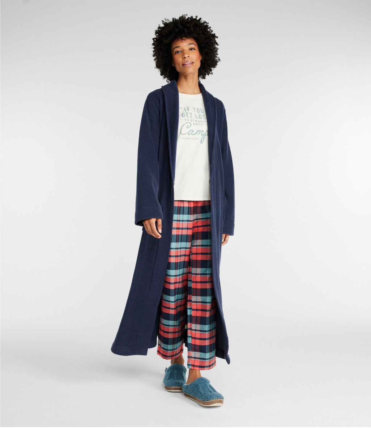 L.L.Bean Women's Winter Fleece Robe, Wrap-Front Bright Navy