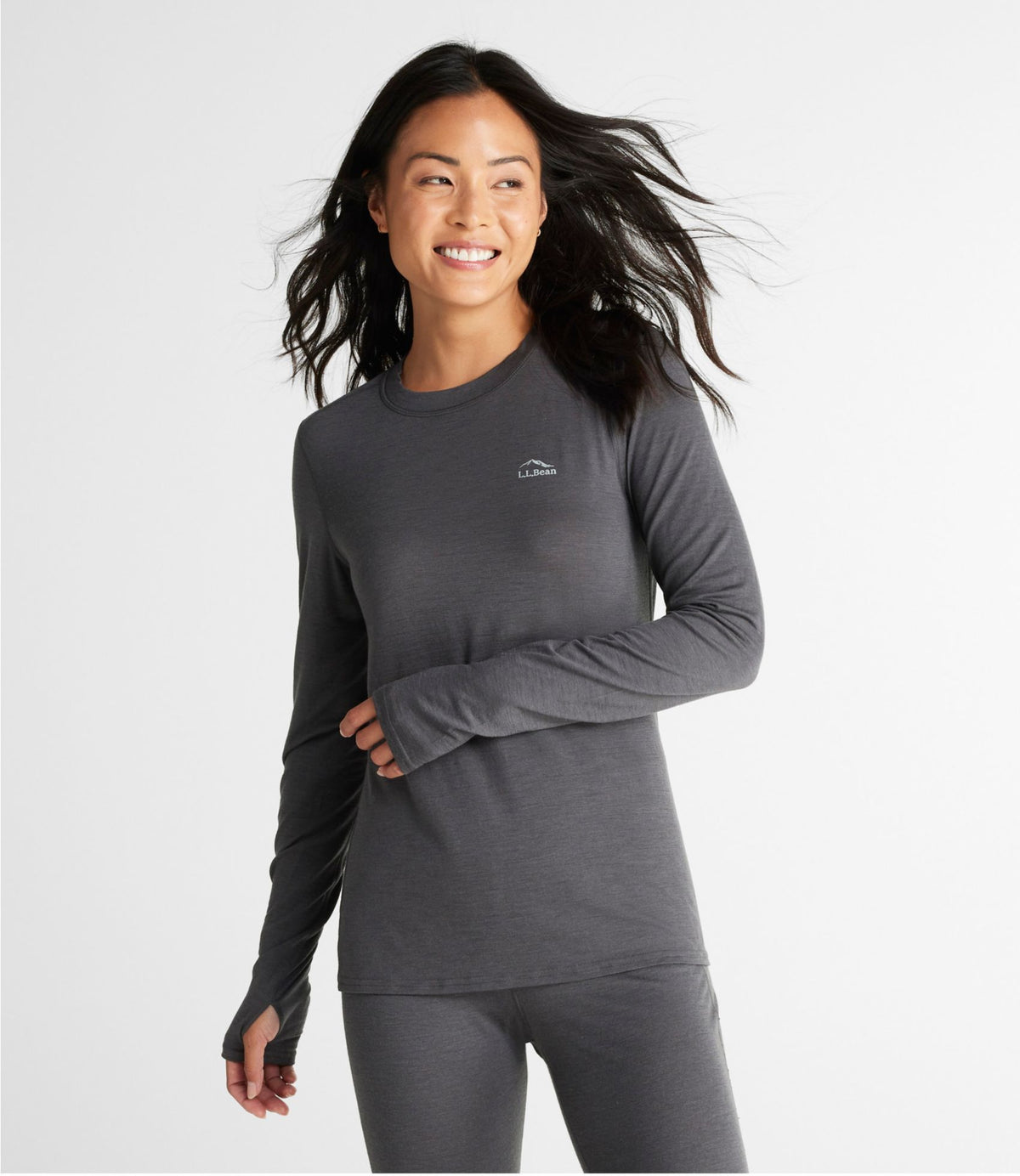 L.L.Bean Women's Cresta Ultralight 150 Crew Top Alloy Gray