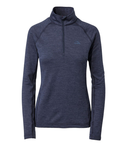 L.L.Bean Women's L.L.Bean Midweight Base Layer Crew Top, 1/4 Zip Carbon Navy