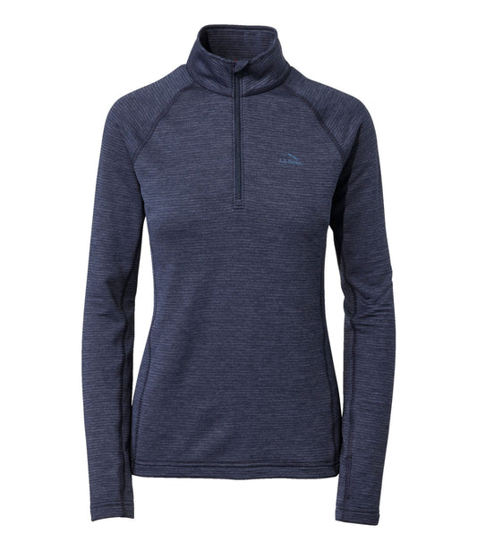 L.L.Bean Women's L.L.Bean Midweight Base Layer Crew Top, 1/4 Zip Carbon Navy