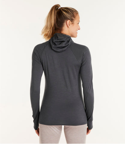 L.L.Bean Women's Cresta Wool Ultralight 150 Base Layer, Hoodie Alloy Gray