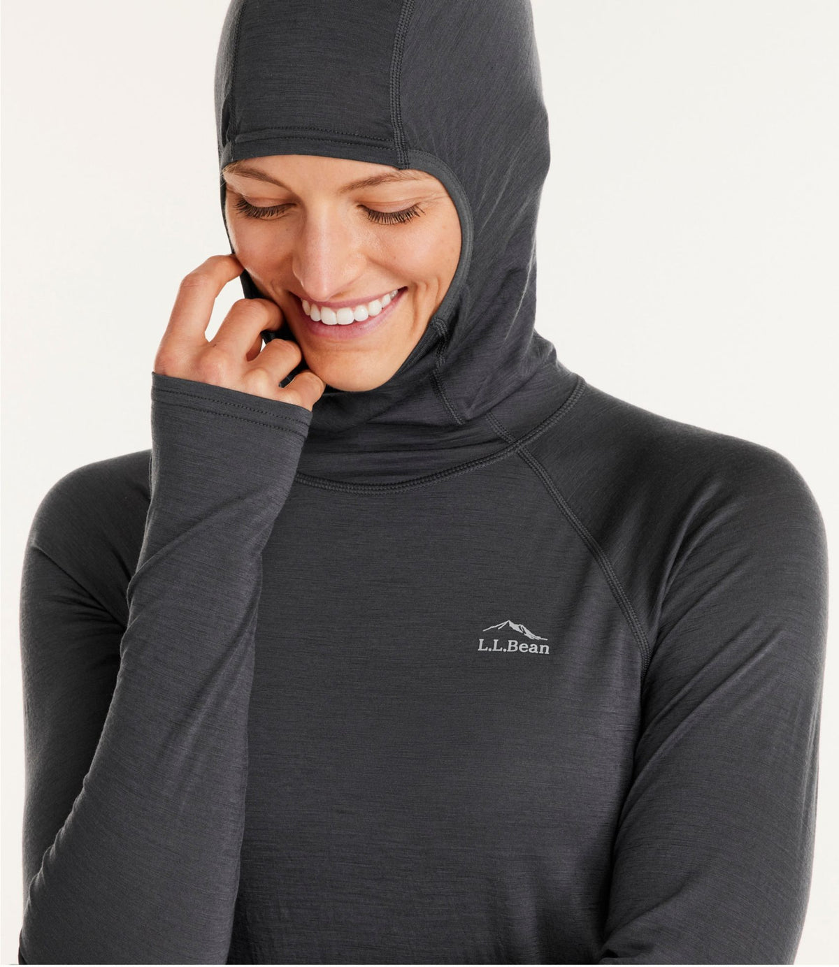 L.L.Bean Women's Cresta Wool Ultralight 150 Base Layer, Hoodie Alloy Gray