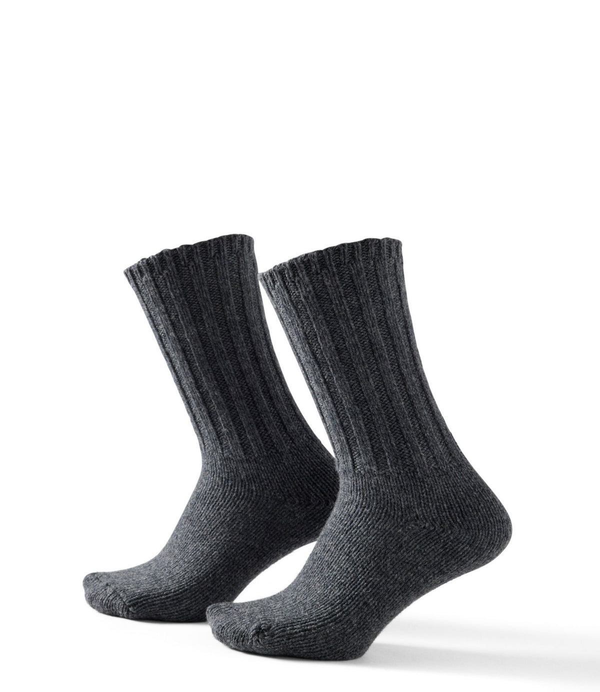 L.L.Bean Adults' Merino Wool Ragg Socks, 10" 2-Pack Charcoal+Charcoal