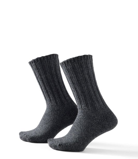 L.L.Bean Adults' Merino Wool Ragg Socks, 10" 2-Pack Charcoal+Charcoal