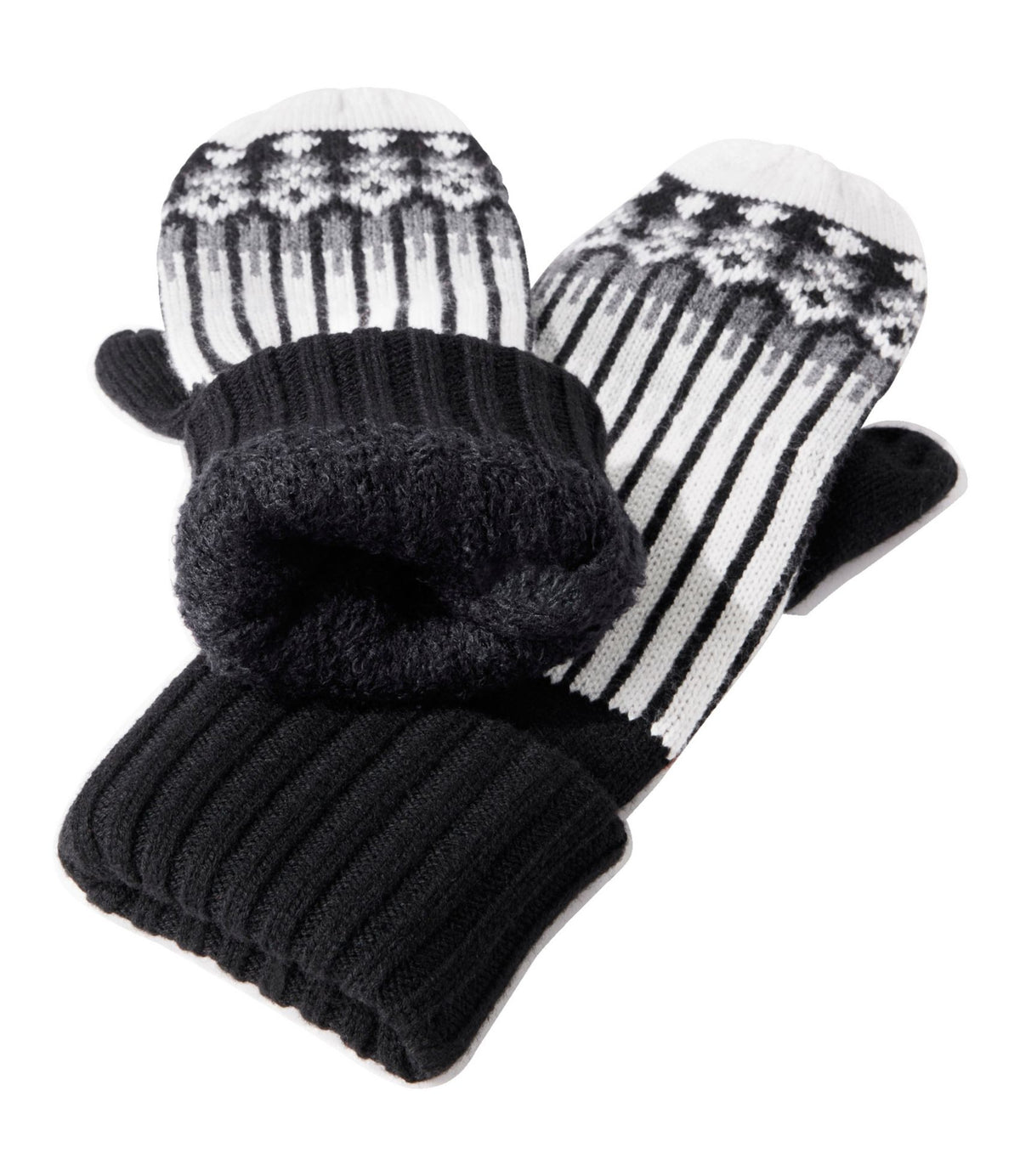 L.L.Bean Women's Heritage Fair Isle Mittens Sea Salt/Black