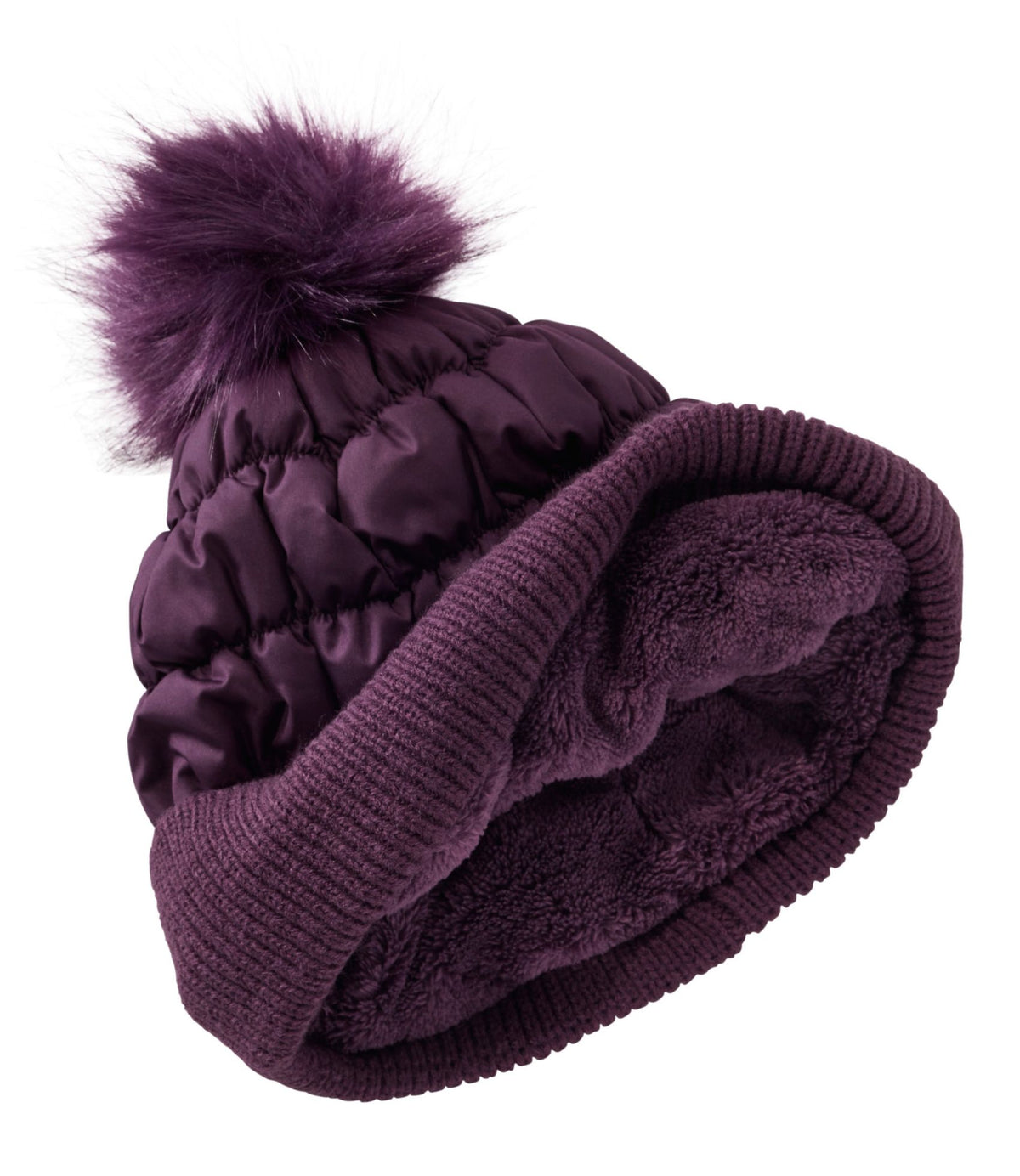 L.L.Bean Women's Puffer Pom Hat Dark Black