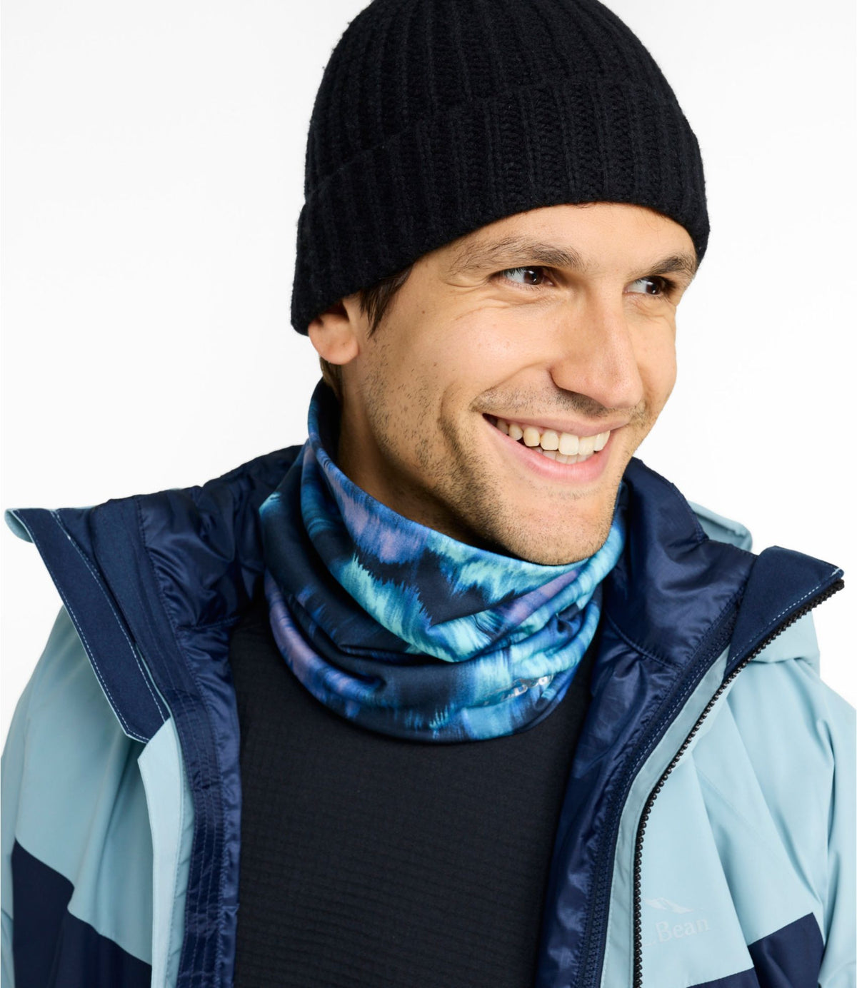 L.L.Bean Adults' L.L.Bean Performance Neck Gaiter, Fleece-Lined Print Aurora Print