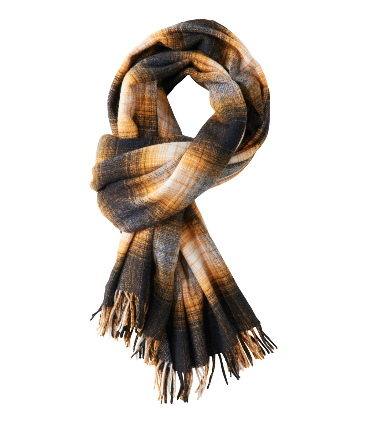 L.L.Bean Women's Signature Wool Scarf, Plaid Black Slate Plaid