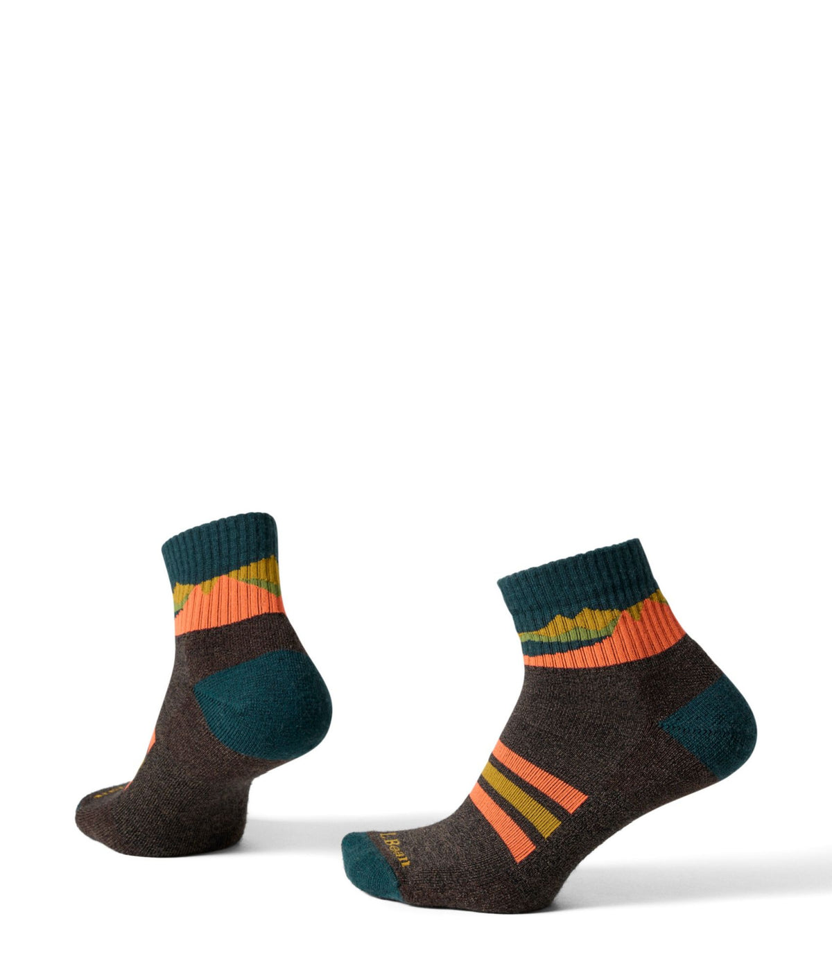 L.L.Bean Adults' Katahdin Hiker Socks, 1/4 Crew Hazelnut/Shadow Green
